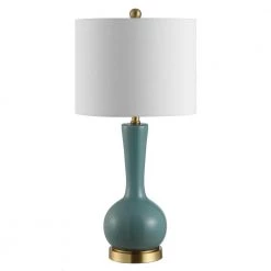 Gaetna 27 in. Blue Table Lamp with White Shade by Safavieh