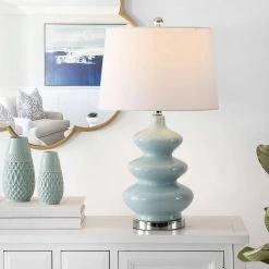 Brielle 27.5 in. Blue Table Lamp with White Shade by Safavieh -Safavieh Sales blue safavieh table lamps tbl4282a 31 1000