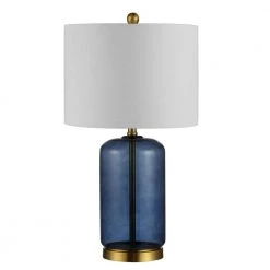 Novah 26 in. Blue Table Lamp with White Shade by Safavieh