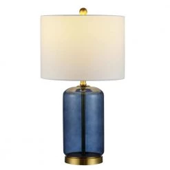 Novah 26 in. Blue Table Lamp with White Shade by Safavieh -Safavieh Sales blue safavieh table lamps tbl4283b c3 1000