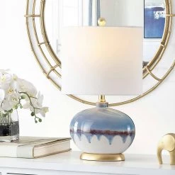 Koa 21 in. Blue Table Lamp with White Shade by Safavieh -Safavieh Sales blue safavieh table lamps tbl4355a 31 1000