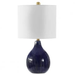 Calrus 22 in. Blue Table Lamp with White Shade by Safavieh