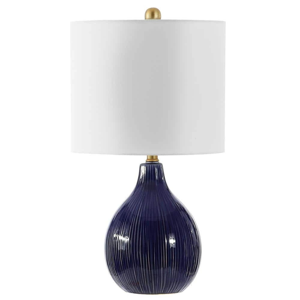Calrus 22 in. Blue Table Lamp with White Shade by Safavieh 1 Calrus 22 in. Blue Table Lamp with White Shade by Safavieh