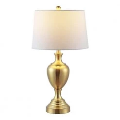 Poppy 28 in. Brass Table Lamp with White Shade by Safavieh -Safavieh Sales brass safavieh table lamps tbl4251b c3 1000