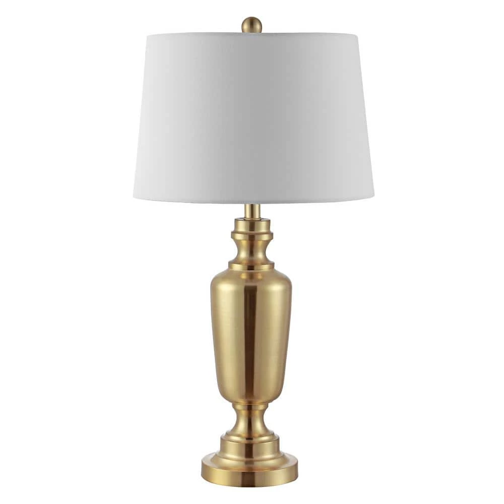Ezra 28 in. Brass Table Lamp with White Shade by Safavieh 1 Ezra 28 in. Brass Table Lamp with White Shade by Safavieh