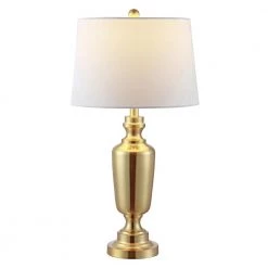 Ezra 28 in. Brass Table Lamp with White Shade by Safavieh 6 Ezra 28 in. Brass Table Lamp with White Shade by Safavieh -Safavieh Sales brass safavieh table lamps tbl4252b c3 1000