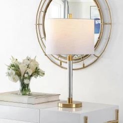 Bixby 26. 5 in. Brass Table Lamp with White Shade by Safavieh -Safavieh Sales brass safavieh table lamps tbl4265a 31 1000