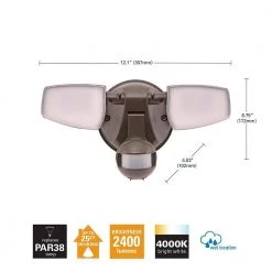 23.9-Watt Bronze Motion Activated Outdoor Integrated LED Dusk to Dawn Flood Light 4000K, 80 CRI by HALO -Safavieh Sales bronze halo flood lights esf2a4mb 40 1000