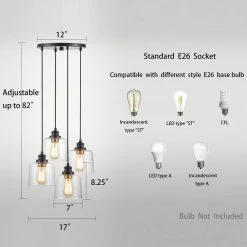 17 in. 4-lights Bronze Cluster Pendant with Drum Glass Shade by Kawoti 13 17 in. 4-lights Bronze Cluster Pendant with Drum Glass Shade by Kawoti -Safavieh Sales bronze kawoti chandeliers 21044 fa 1000