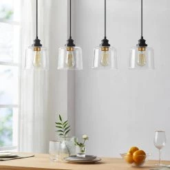 37 in. 4-Light Bronze Farmhouse Kitchen Island Pendant Light with Drum Glass Shade by Kawoti -Safavieh Sales bronze kawoti chandeliers 21045 31 1000