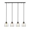 37 in. 4-Light Bronze Farmhouse Kitchen Island Pendant Light with Drum Glass Shade by Kawoti