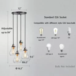 16.5 in. 4-Light Bronze Cluster Pendant with Teardrop Glass Shade by Kawoti -Safavieh Sales bronze kawoti chandeliers 21047 44 1000