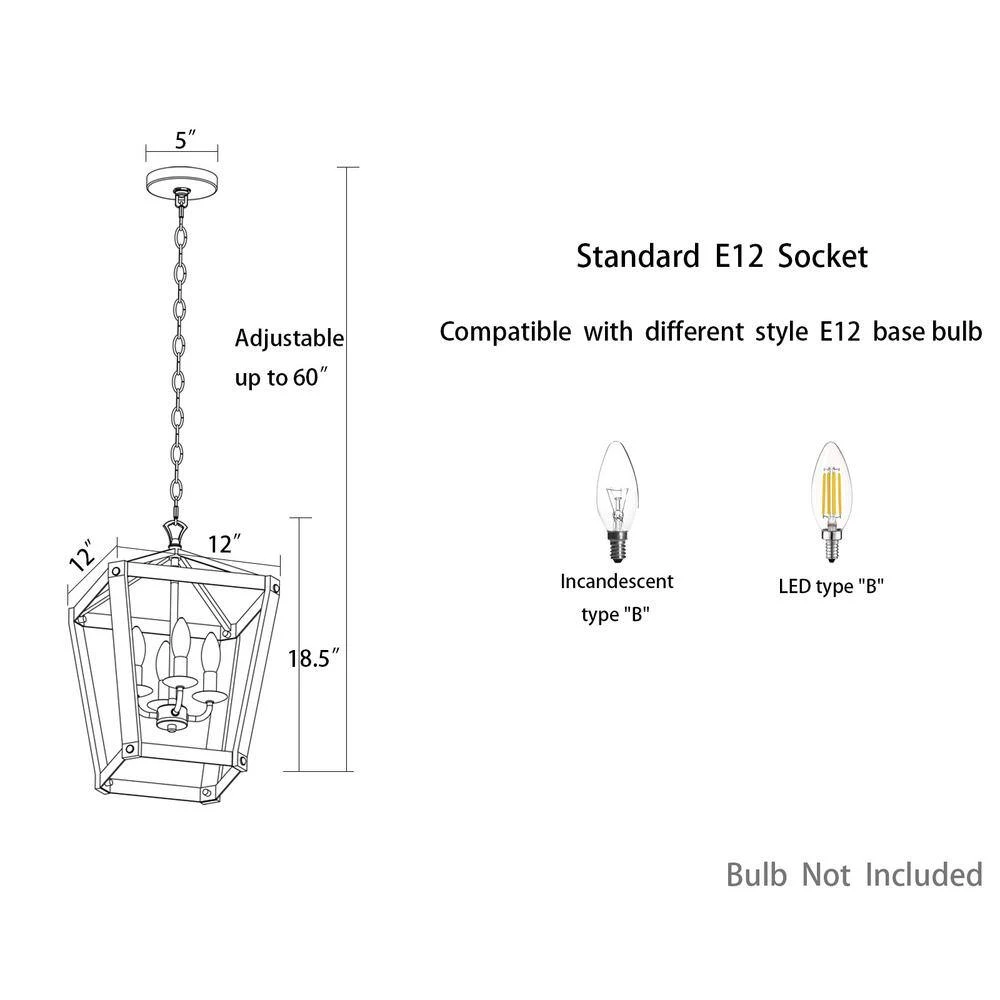4-Light Lantern Geometric Chandelier Pendant Light by Kawoti 3 4-Light Lantern Geometric Chandelier Pendant Light by Kawoti - Image 3