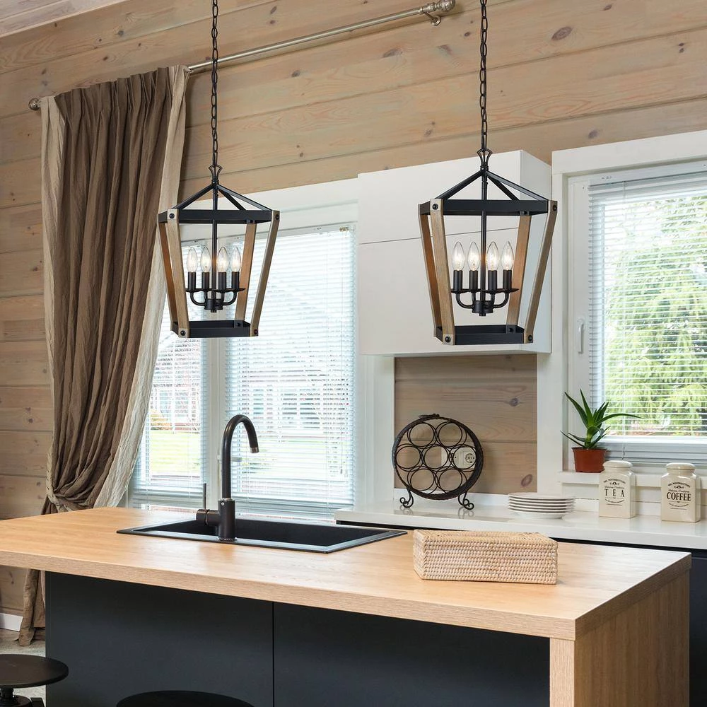 4-Light Lantern Geometric Chandelier Pendant Light by Kawoti 2 4-Light Lantern Geometric Chandelier Pendant Light by Kawoti - Image 2