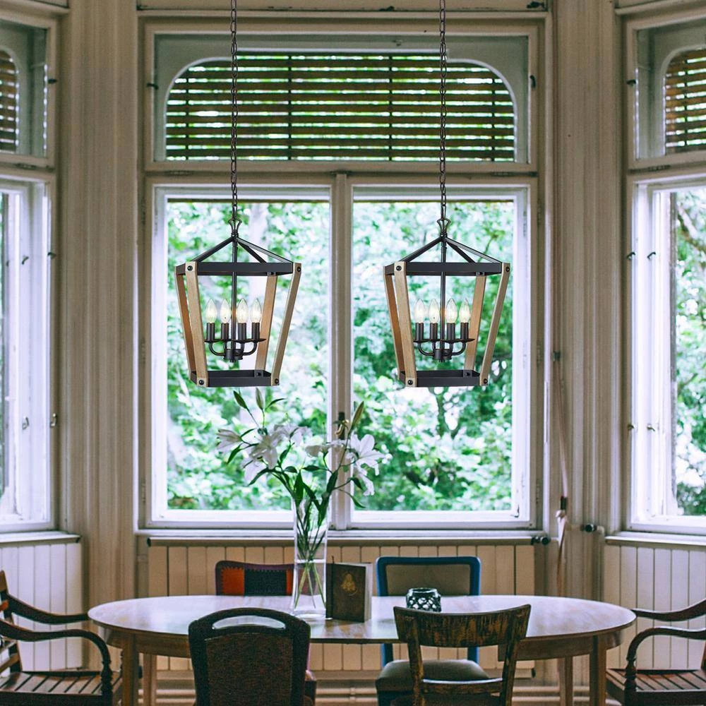 4-Light Lantern Geometric Chandelier Pendant Light by Kawoti 8 4-Light Lantern Geometric Chandelier Pendant Light by Kawoti - Image 8