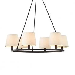 6-Light Transitional Shaded Wagon Wheel Chandelier with Fabric Shades by Kawoti -Safavieh Sales bronze kawoti chandeliers 21096 4f 1000