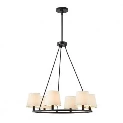 6-Light Transitional Shaded Wagon Wheel Chandelier with Fabric Shades by Kawoti