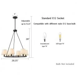 6-Light Transitional Shaded Wagon Wheel Chandelier with Fabric Shades by Kawoti -Safavieh Sales bronze kawoti chandeliers 21096 76 1000