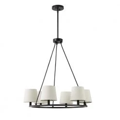 6-Light Transitional Shaded Wagon Wheel Chandelier with Fabric Shades by Kawoti -Safavieh Sales bronze kawoti chandeliers 21096 c3 1000