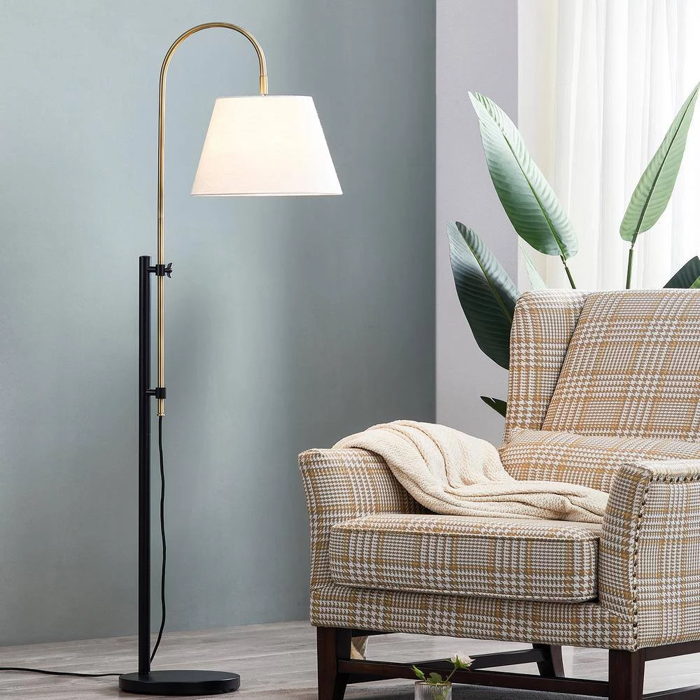 66 in. Adjustable Antique Brass and Bronze Metal Floor Lamp by Kawoti 3 66 in. Adjustable Antique Brass and Bronze Metal Floor Lamp by Kawoti - Image 3