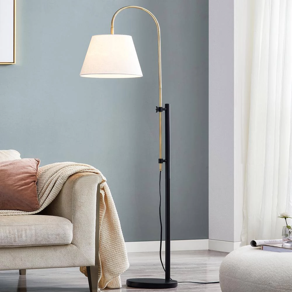 66 in. Adjustable Antique Brass and Bronze Metal Floor Lamp by Kawoti 2 66 in. Adjustable Antique Brass and Bronze Metal Floor Lamp by Kawoti - Image 2