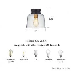 8.25 in. 1-Light Bronze Drum Flush Mount with Glass Shade by Kawoti -Safavieh Sales bronze kawoti flush mount lights 21042 fa 1000