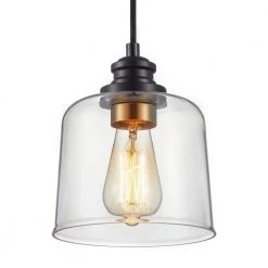 7 in. 1-Light Standard Bronze Mini Pendant Light with Drum Glass Shade by Kawoti -Safavieh Sales bronze kawoti pendant lights 21043 1f 1000