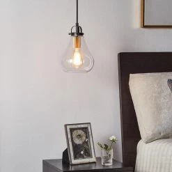 Getir 7.5 in. 1-Light Bronze Mini Pendant Light with Teardrop Glass Shade by Kawoti -Safavieh Sales bronze kawoti pendant lights 21046 44 1000