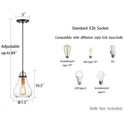 Getir 7.5 in. 1-Light Bronze Mini Pendant Light with Teardrop Glass Shade by Kawoti -Safavieh Sales bronze kawoti pendant lights 21046 fa 1000