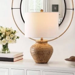 Kamryn 23 in. Brown Table Lamp with White Shade by Safavieh 7 Kamryn 23 in. Brown Table Lamp with White Shade by Safavieh -Safavieh Sales brown safavieh table lamps tbl4351a 31 1000
