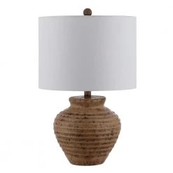 Kamryn 23 in. Brown Table Lamp with White Shade by Safavieh
