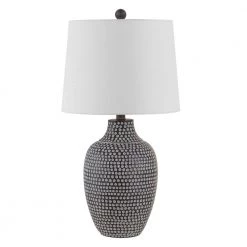Resler 25 in. Brown Table Lamp with White Shade by Safavieh