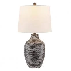 Resler 25 in. Brown Table Lamp with White Shade by Safavieh -Safavieh Sales brown safavieh table lamps tbl4377a c3 1000