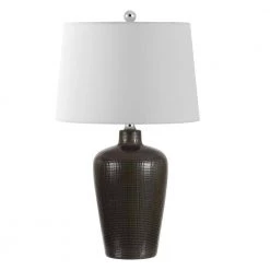 Alria 25.5 in. Brown Table Lamp with White Shade by Safavieh