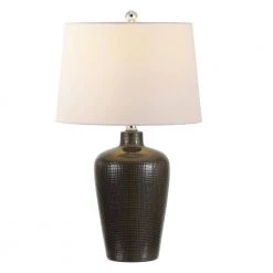Alria 25.5 in. Brown Table Lamp with White Shade by Safavieh -Safavieh Sales brown safavieh table lamps tbl4390a c3 1000
