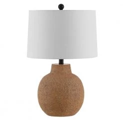 Acer 24 in. Brown Table Lamp with White Shade by Safavieh