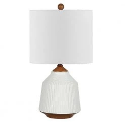 Relion 22.25 in. Brown/White Table Lamp with White Shade by Safavieh