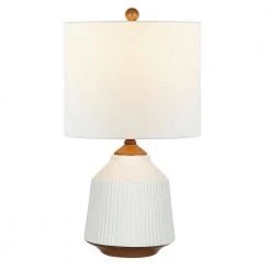 Relion 22.25 in. Brown/White Table Lamp with White Shade by Safavieh -Safavieh Sales brown white safavieh table lamps tbl4376a c3 1000