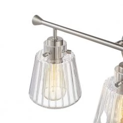 22 in. 3-Light Brushed Nickel Vanity Light with Rippled Glass Shade by Kawoti -Safavieh Sales brushed nickel kawoti vanity lighting 21040 44 1000