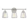 22 in. 3-Light Brushed Nickel Vanity Light with Rippled Glass Shade by Kawoti