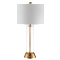 Cassian 26 in. Clear Table Lamp with White Shade by Safavieh