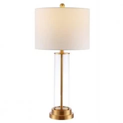 Cassian 26 in. Clear Table Lamp with White Shade by Safavieh -Safavieh Sales clear safavieh table lamps tbl4253a c3 1000