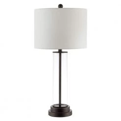 Cassian 26 in. Clear Table Lamp with White Shade by Safavieh
