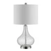 Brooks 24 in. Clear Table Lamp with White Shade by Safavieh