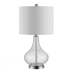 Brooks 24 in. Clear Table Lamp with White Shade by Safavieh