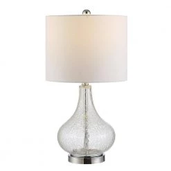 Brooks 24 in. Clear Table Lamp with White Shade by Safavieh -Safavieh Sales clear safavieh table lamps tbl4254c c3 1000
