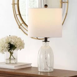 Nakula 23 in. Clear Table Lamp with White Shade by Safavieh -Safavieh Sales clear safavieh table lamps tbl4257a 31 1000