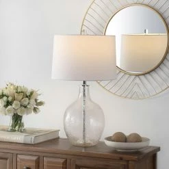 Nadine 26 in. Clear Table Lamp with White Shade by Safavieh -Safavieh Sales clear safavieh table lamps tbl4259a 31 1000