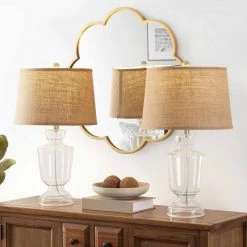 Amby 24 in. Clear Table Lamp with White Shade (Set of 2) by Safavieh -Safavieh Sales clear safavieh table lamps tbl4287a set2 31 1000