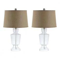 Amby 24 in. Clear Table Lamp with White Shade (Set of 2) by Safavieh